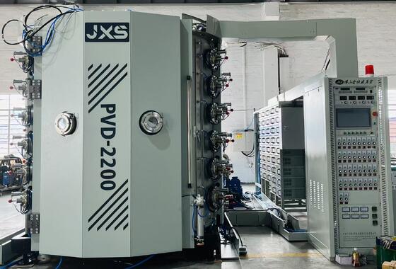 Giá tốt. Thiết bị bọc PVD kết thúc kim loại với điều khiển tự động đầy đủ cho vỏ nhựa và các bộ phận trang trí trực tuyến